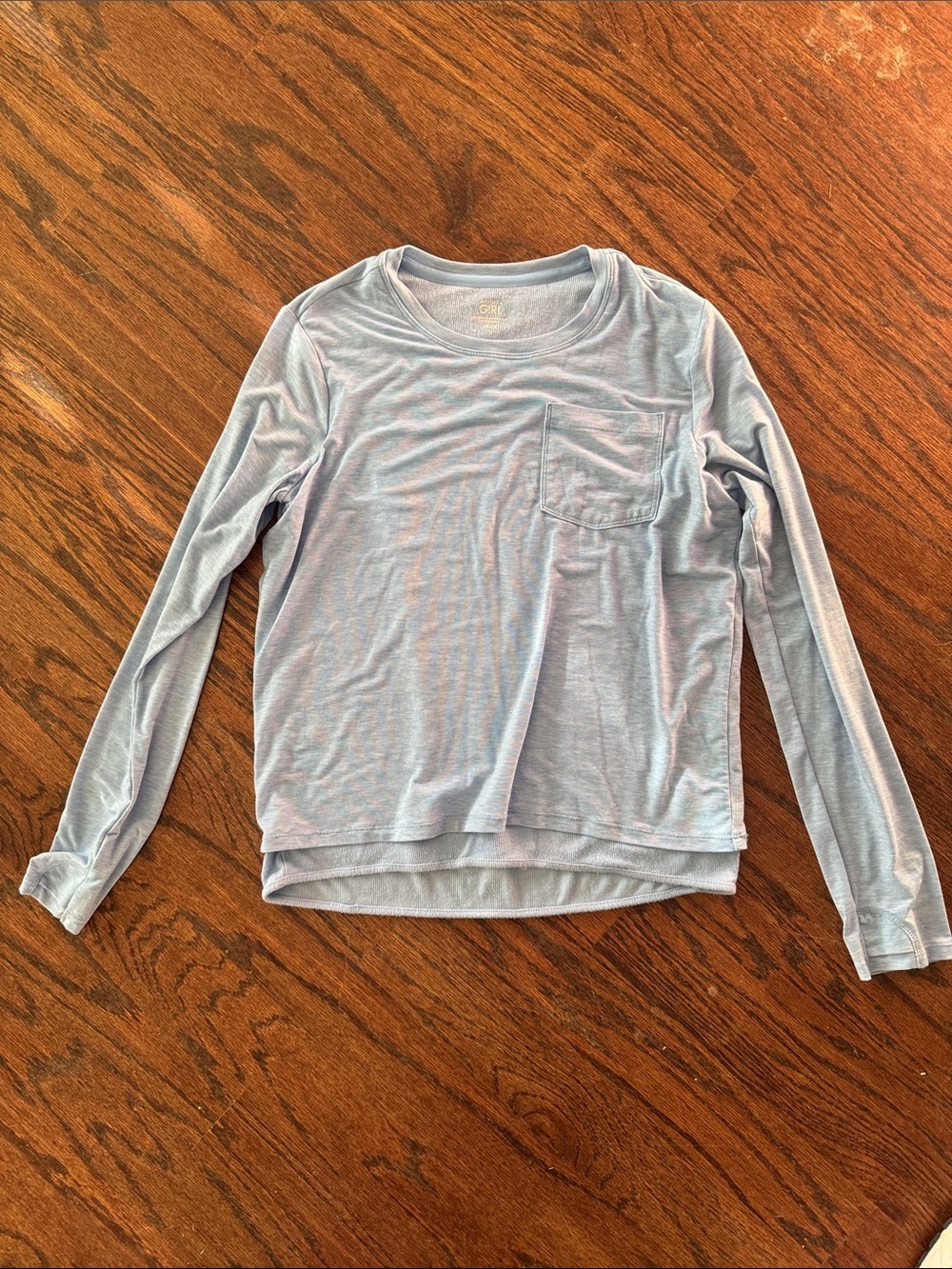 Athleta Girl Sky Blue Ribbed Crewneck long sleeve t-shirt size XL (14)